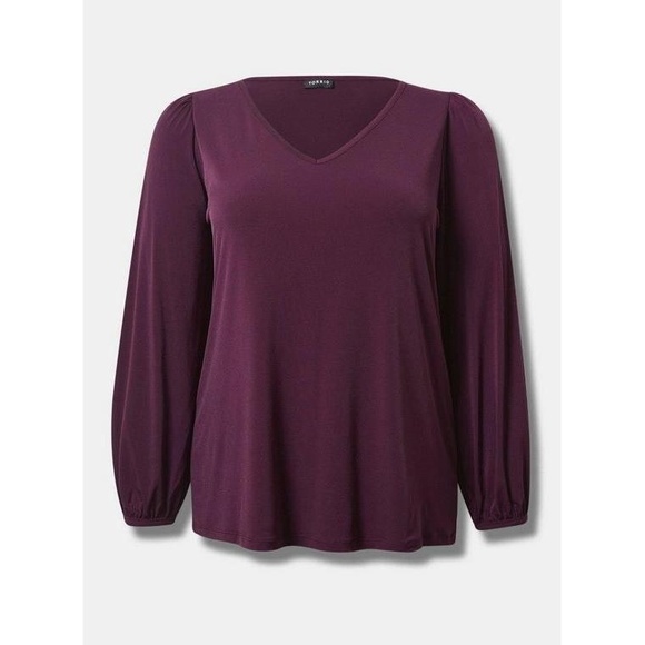 NWT Torrid Studio Knit‎ V-Neck Puff Long Sleeve Top 1X - Picture 6 of 12